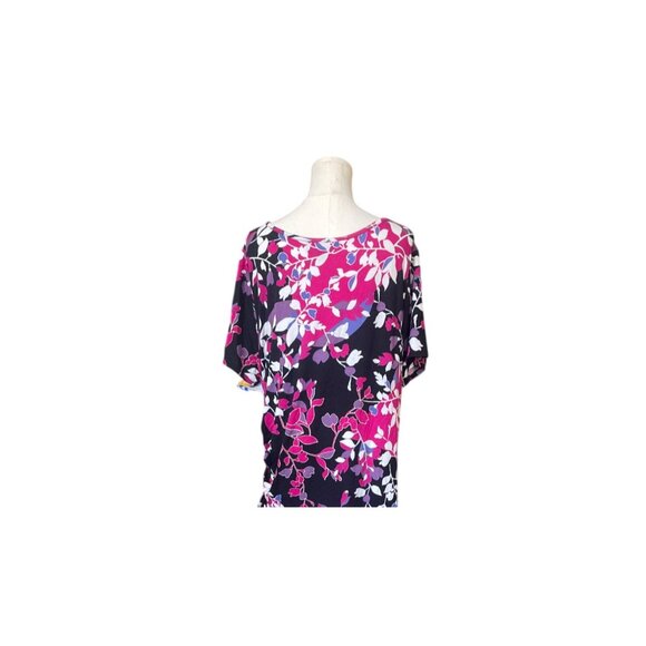 Lane Bryant Dark Floral Maxi Dress Size 18/20 Asymmetrical Hem Short Sleeve - Picture 6 of 10